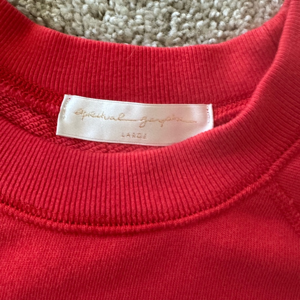 Spiritual Gangster Red Crewneck Sweatshirt with White Heart 'Love' Graphic - Picture 3 of 4
